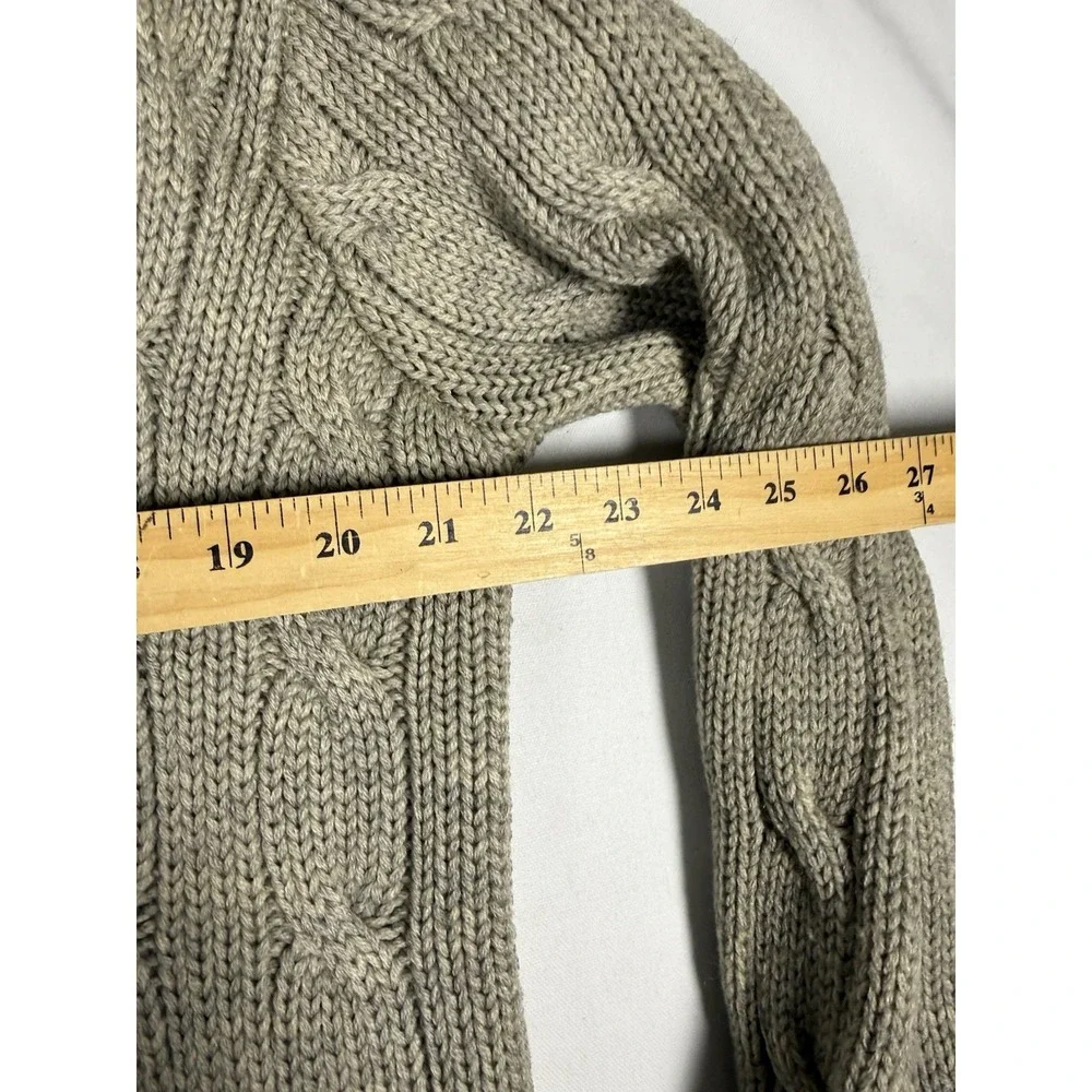 VTG Polo Ralph Lauren Wool Cardigan Mens XL Beige Shawl Collar Button Cable Knit